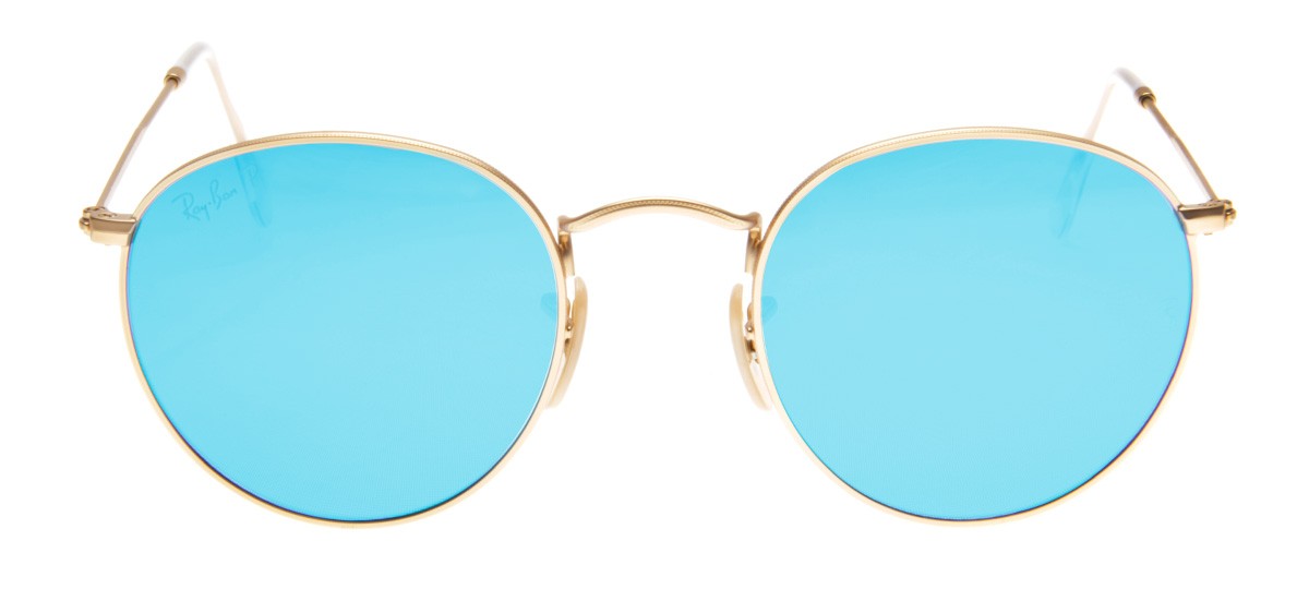 Óculos Ray-Ban Round Dourado Espelhada Azul