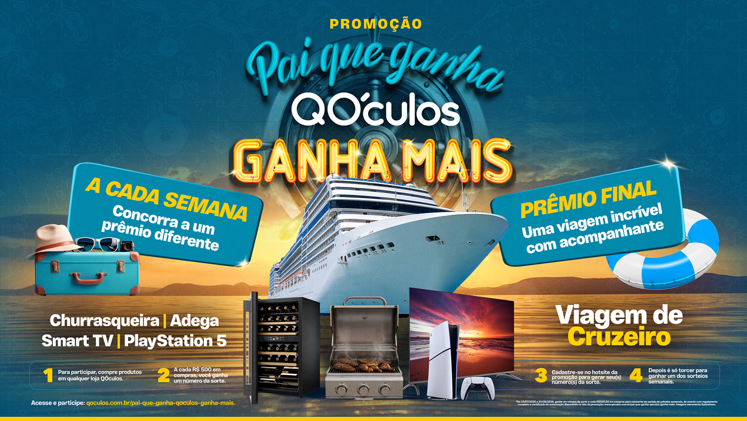 Pai que ganha QÓculos, ganha mais! - Promoção Dia dos Pais 2026